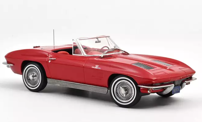 CHEVROLET CORVETTE STING RAY CABRIOLET 1963 RIVERSIDE RED 1:18 Norev 
