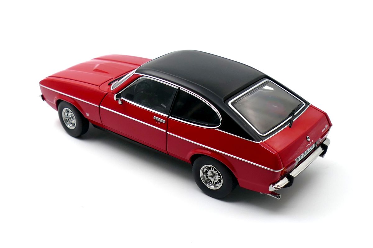 Ford Capri II Ghia 3.0 (1974 - 1977) spanisch red with vinyl top black 1:18 Touring Modelcars 