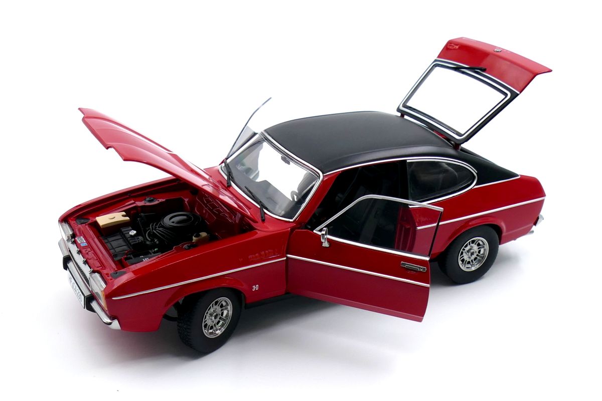 Ford Capri II Ghia 3.0 (1974 - 1977) spanisch red with vinyl top black 1:18 Touring Modelcars 