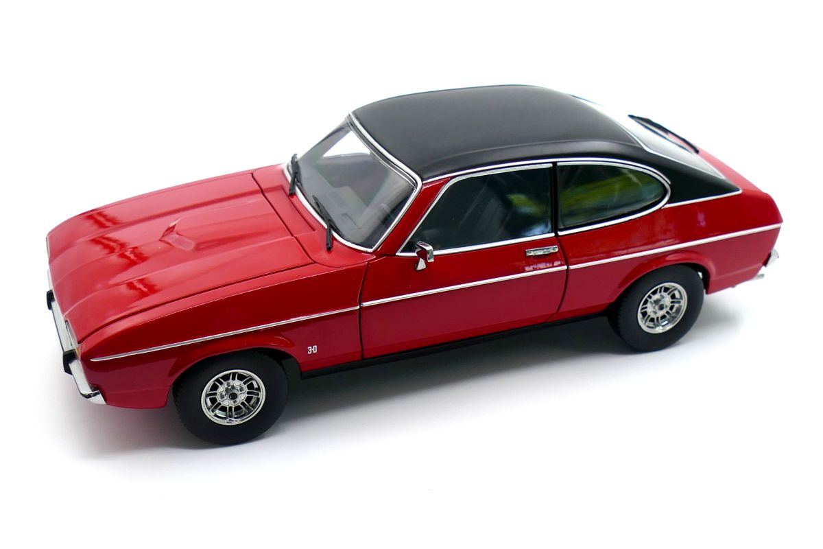 Ford Capri II Ghia 3.0 (1974 - 1977) spanisch red with vinyl top black 1:18 Touring Modelcars 