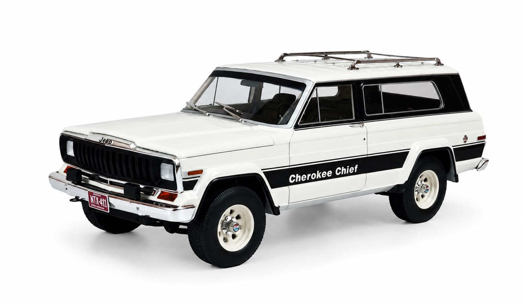 Jeep Cherokee Chief (SJ) white. 80-83 1:18 Cult Scale