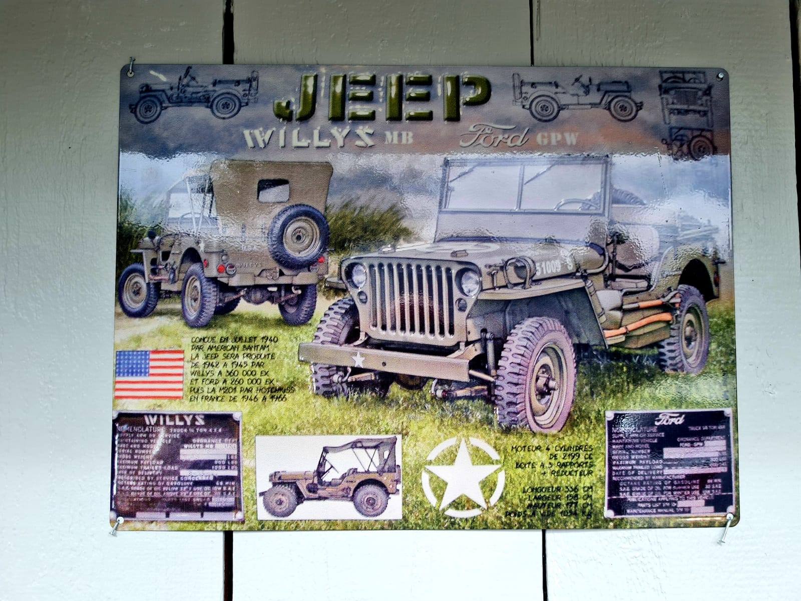 Jeep Willys Militär 40x30 cm Blechschild