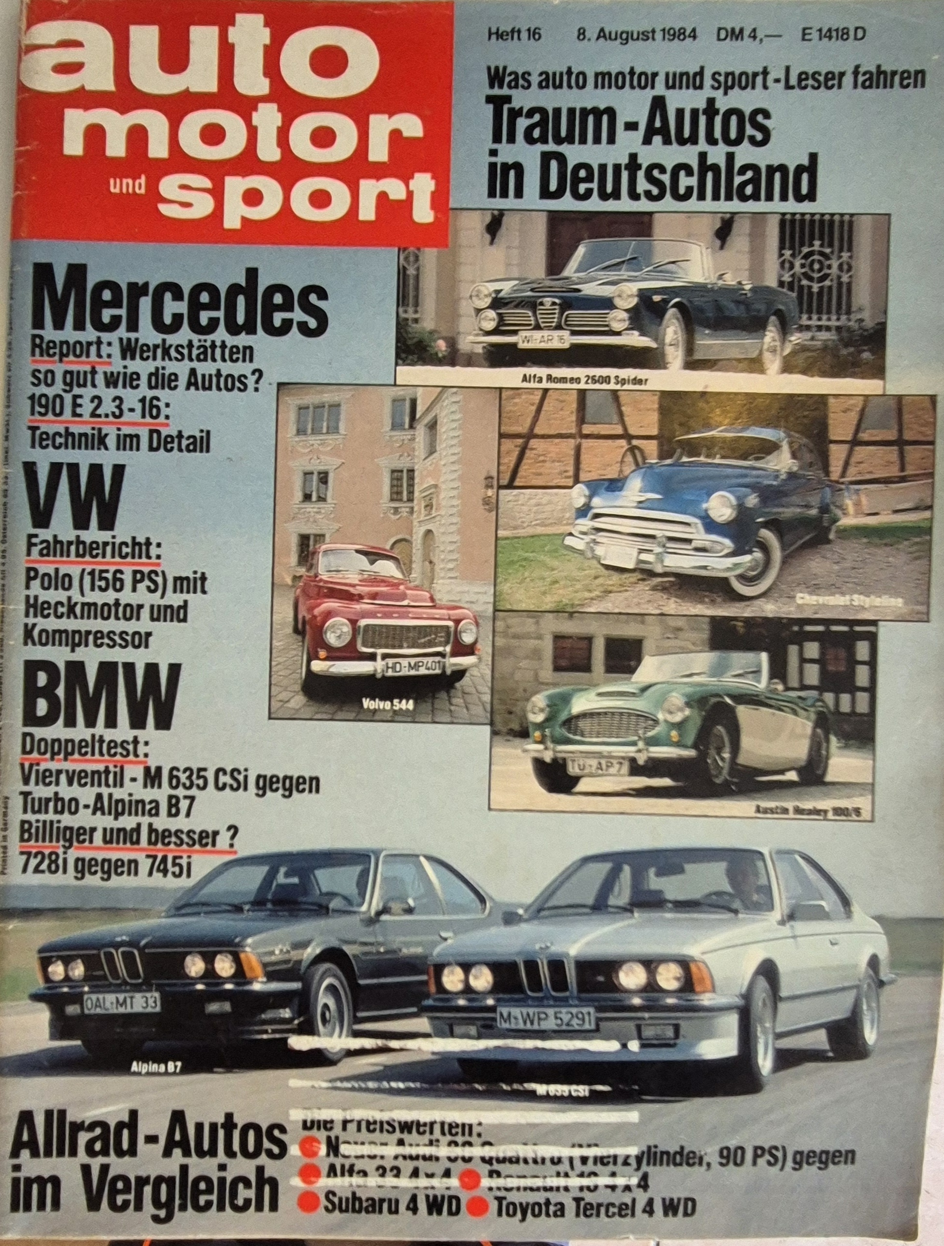 Auto Motor und Sport Heft 8. August 1984