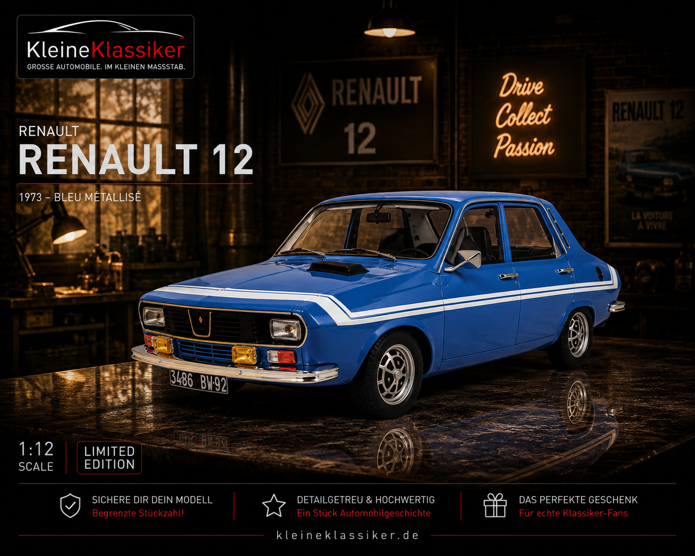 RENAULT 12 GORDINI BLUE 418 1972  G101 1:12 Otto Models