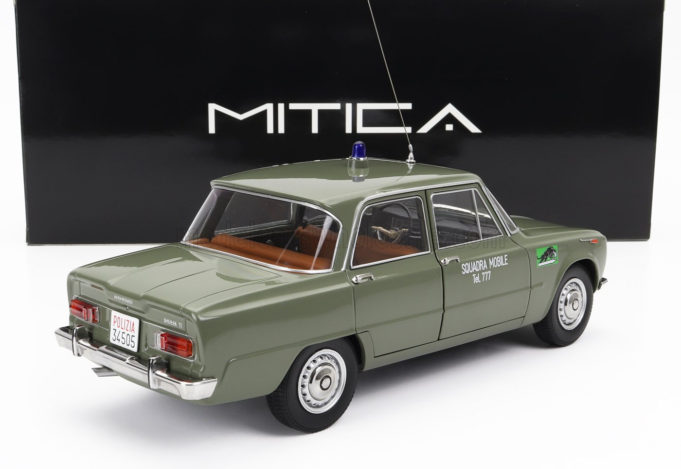 ALFA ROMEO GIULIA 1.6 Ti POLIZIA MILANO 1963  SQUADRA MOBILE TEL. 777  VERDE LUCIDO1:18 Mitica 