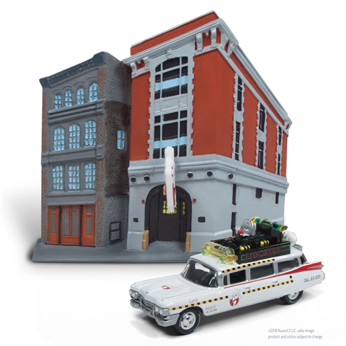 Cadillac Ecto 1A Ghostbusters Firehouse Einsatzzentrale 1:64 Autoworld