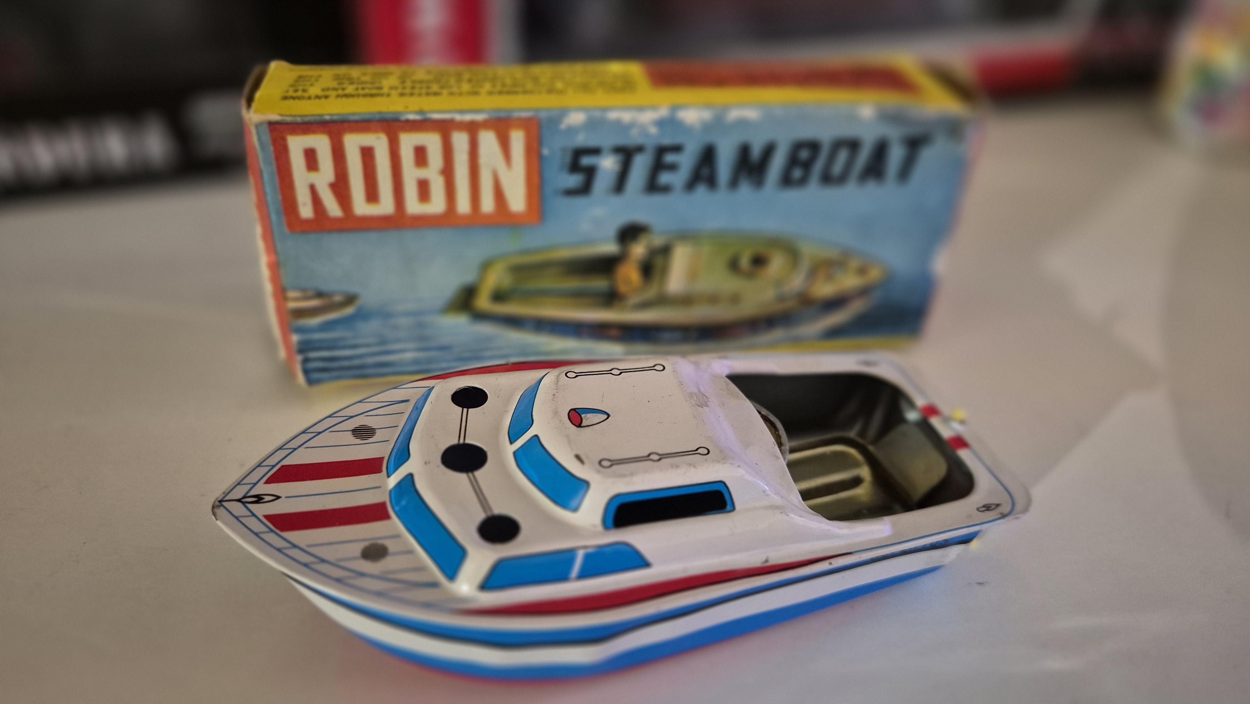 ROBIN Pop Pop Boot Tin Plate Blechspielzeug *Vintage* 