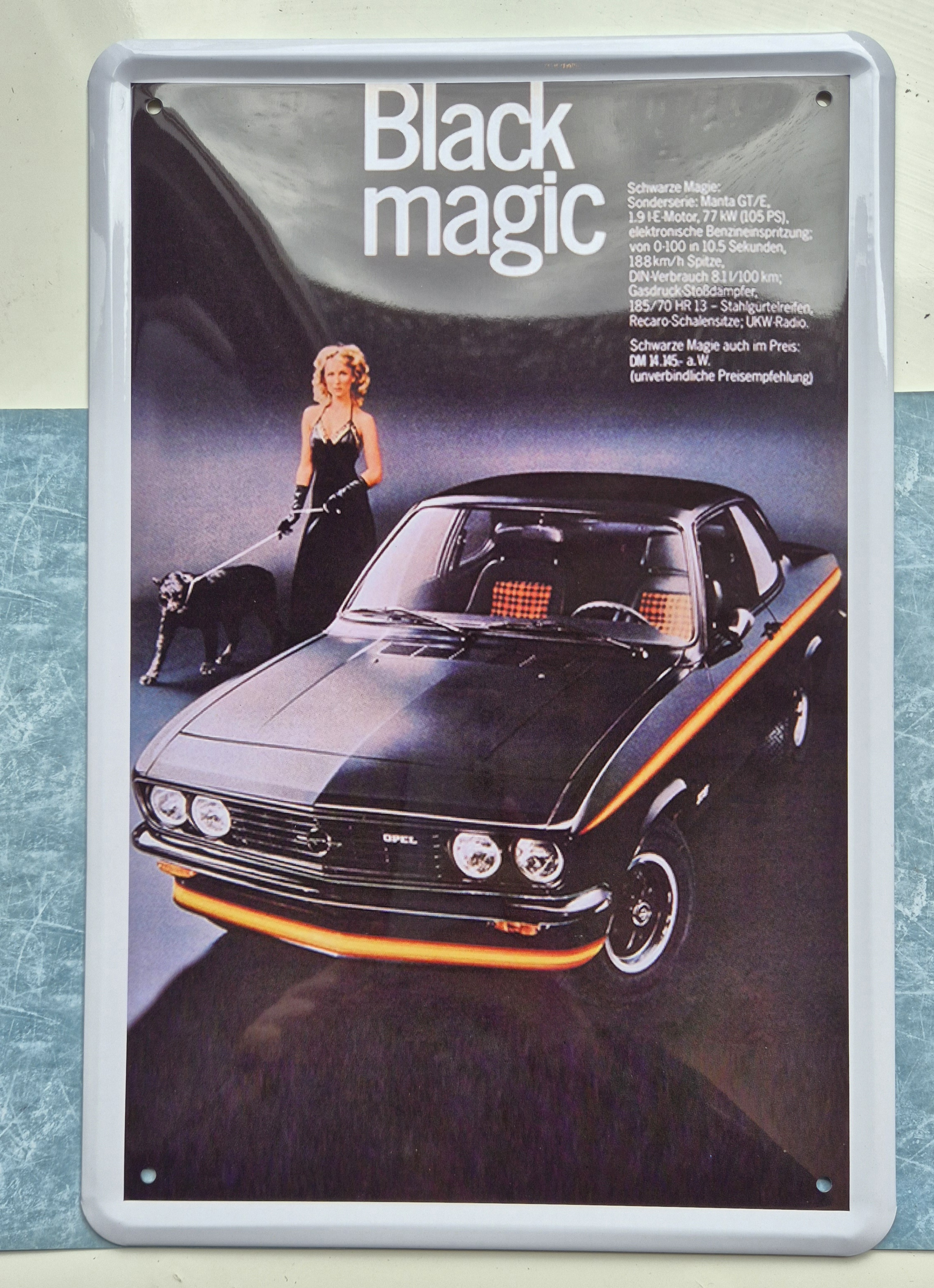 Opel Manta A Black Magic 30x40 cm Blechschild 