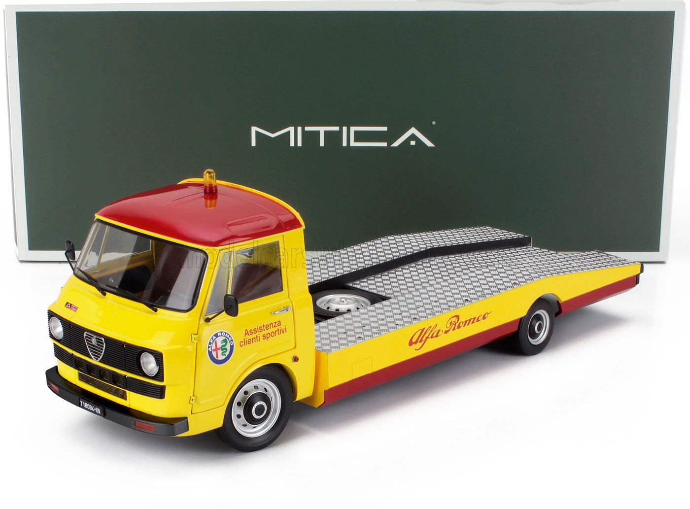 ALFA ROMEO A12 (F12) PRIMA SERIE 1967 ABSCHLEPPWAGEN ASSISTENZA YELLOW 1:18 Mitica