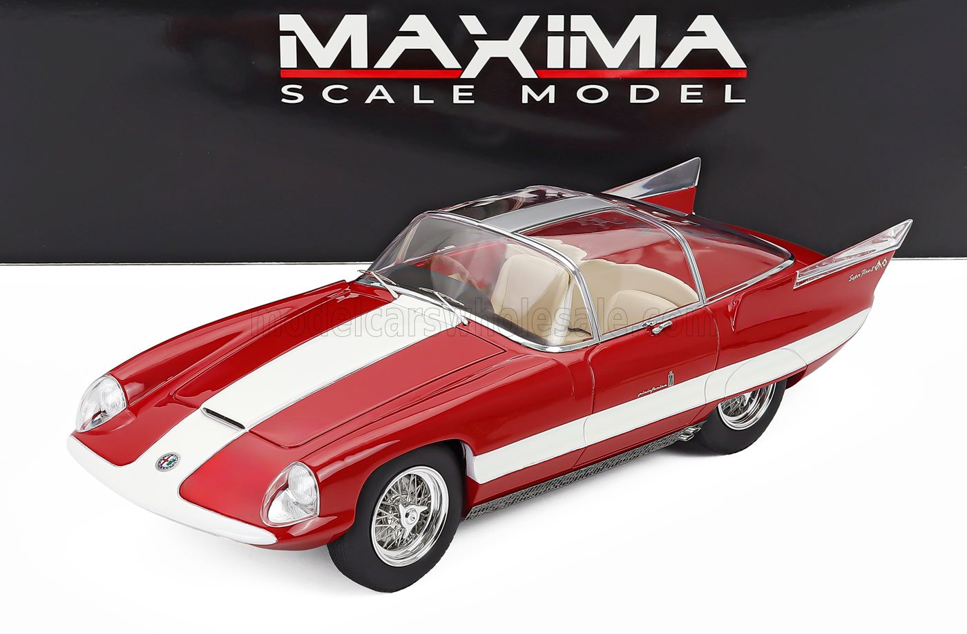 ALFA ROMEO 6C 3000 SUPERFLOW I PININFARINA 1956  RED WHITE 1:18 MAXIMA