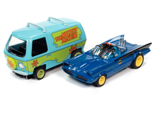 Scooby Doo Meets Batman & Robin Slot Car Race Set Rennbahn  1:18 Autoworld